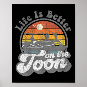 Livet är bättre på den tecknade roliga pontonbåten poster