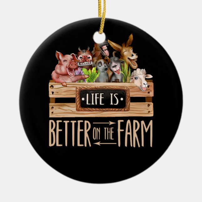 Livet är bättre på djurhållningen Land FA Julgransprydnad Keramik (Framsidan)