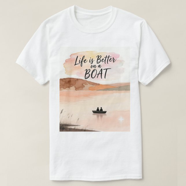 Livet är bättre på en båt t shirt (Design framsida)