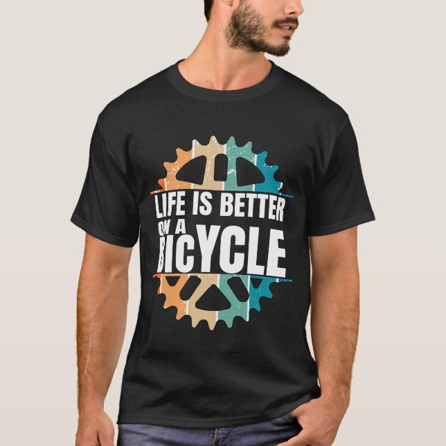 Livet är bättre på en cykel, cykling cykel t shirt (Framsida)