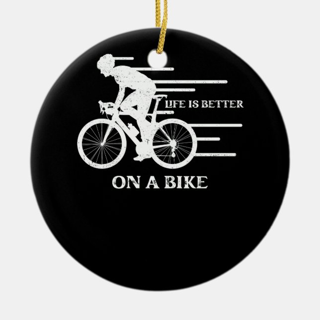 Livet är bättre på en cykel för cykel B Julgransprydnad Keramik (Framsidan)