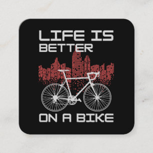 Livet är bättre på en cykel fyrkantigt visitkort