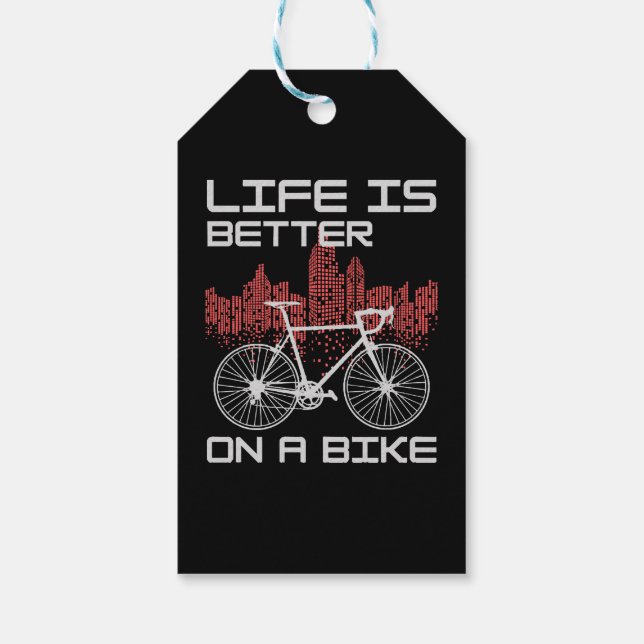 Livet är bättre på en cykel presentetikett (Baksidan)