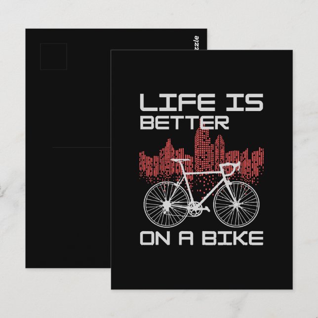 Livet är bättre på en cykel vykort (Fram/baksida)