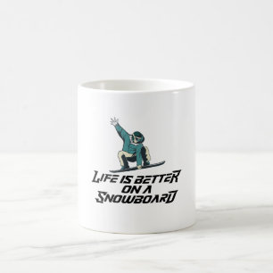 livet är bättre på en snöpapp kaffemugg