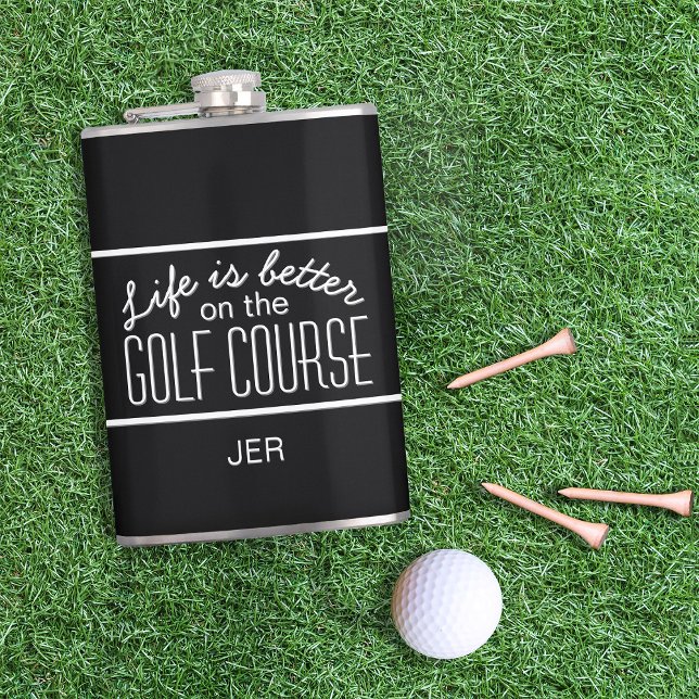 Livet är bättre på Golf Course Quote Monogrammed Fickplunta (Skapare uppladdad)