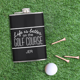 Livet är bättre på golfbanans golvyta Monogrammera Fickplunta