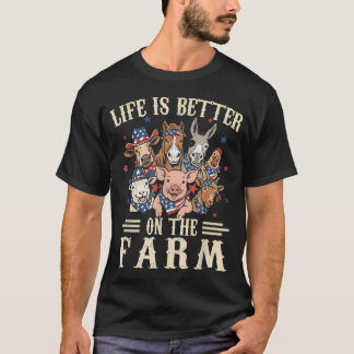 Livet Är Bättre På Lantgården 4:e Juli Patriotiskt T Shirt