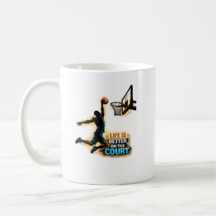 Livet Är Bättre På Plan Basketboll Dunk Design Kaffemugg