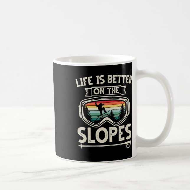 Livet är bättre på Slopes Ski Retro Snowboardin Kaffemugg (Höger)