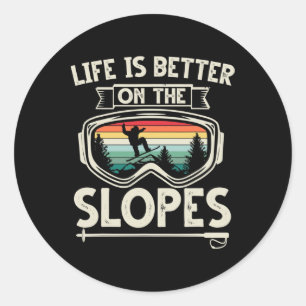 Livet är bättre på Slopes Ski Retro Snowboardin Runt Klistermärke
