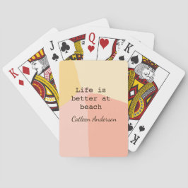 Livet är bättre på strand gul orange boho rustik casinokort