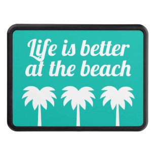 Livet är bättre på stranden handflatan träd silhou dragkroksskydd