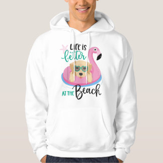 Livet är bättre på stranden , Hund Golden Retrieve Hoodie