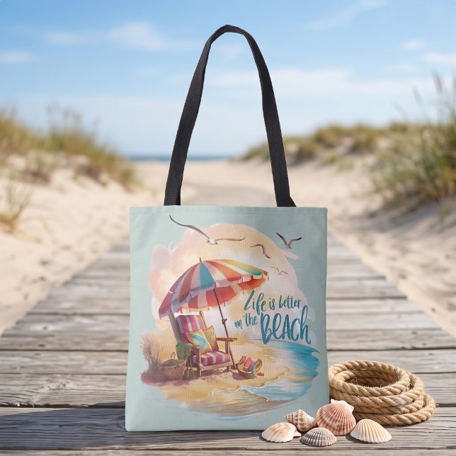 Livet är Bättre på Stranden Kustestetik Tygkasse (Life Is Better on the Beach Coastal Aesthetic Tote Bag)