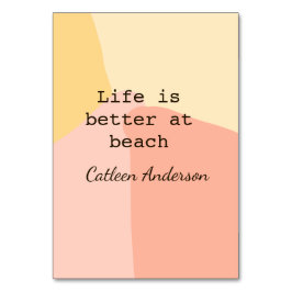 Livet är bättre på strandens gult orange boho rust bordsnummer