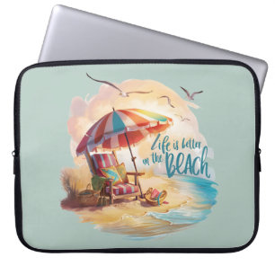 Livet är bättre på strandkusten. laptop fodral