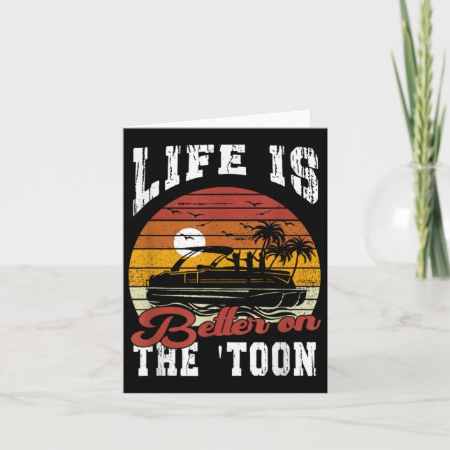 Livet är bättre på Toon Pontoon Boat Captain Bo Kort (Framsida)