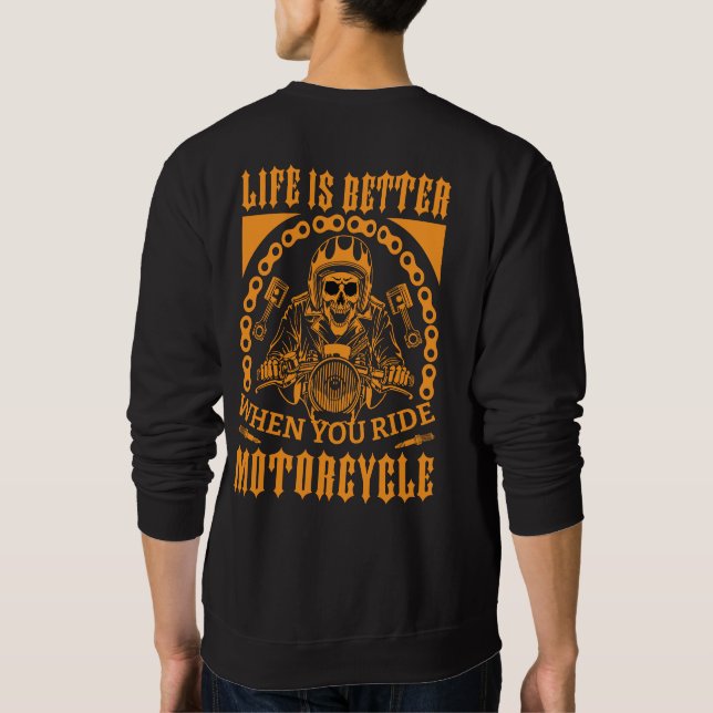 Livet är Bättre – Ride Motorcycle Tee Lång Ärmad Tröja (Baksida)