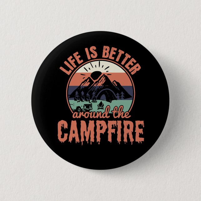 Livet är bättre runt Campfire Camping-presentation Knapp (Framsida)