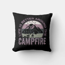 Livet är bättre runt Campfire Camping-presentation Kudde