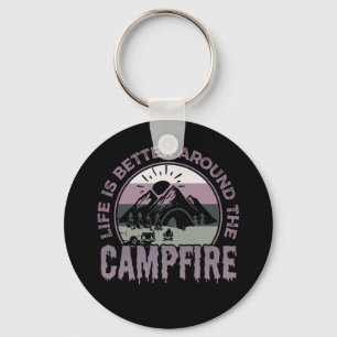 Livet är bättre runt Campfire Camping-presentation Nyckelring