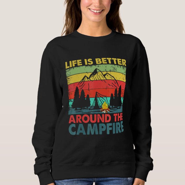 Livet är bättre runt Campfire Camping T Shirt (Framsida)