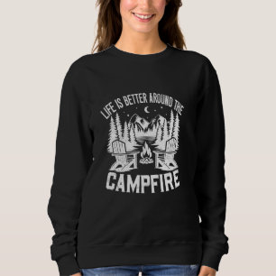 Livet är bättre runt Campfire Coola Family Mat T Shirt