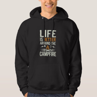 Livet är bättre runt lägerelden Rolig camping M Hoodie