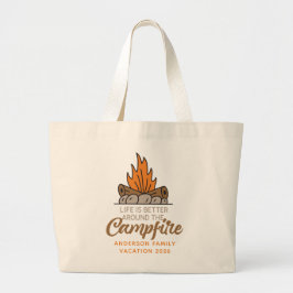 Livet är bättre runt lägerelden Totebag Jumbo Tygkasse