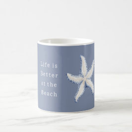Livet är Bättre Strand Blå Vit Sjöstjärna Kaffemugg