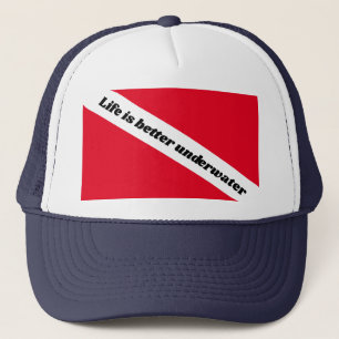Livet är bättre under vatten, dykare ner i flagga keps