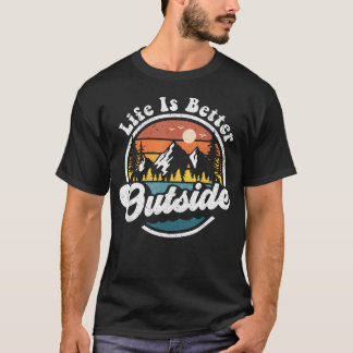 Livet är Bättre Utomhus Retro Vandring Camping T Shirt