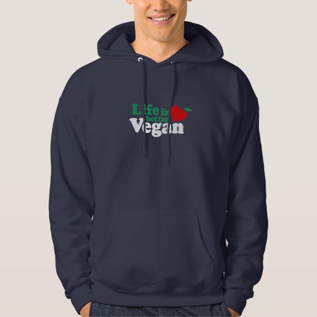 Livet är bättre Vegan Sweatshirt Med Luva (Framsida)