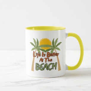 Livet är bättre vid Beach-kaffet Mugg