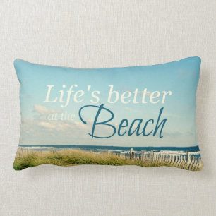 LIVET ÄR BÄTTRE VID BEACH PHOTO PILLOW LUMBARKUDDE