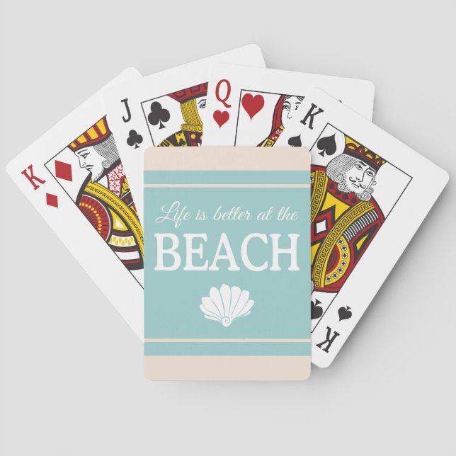 Livet är bättre vid Beach Quote Sand Blue Casinokort (Baksidan)