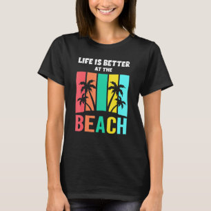 Livet är bättre vid Beach Retro Sunset Summer Va T Shirt
