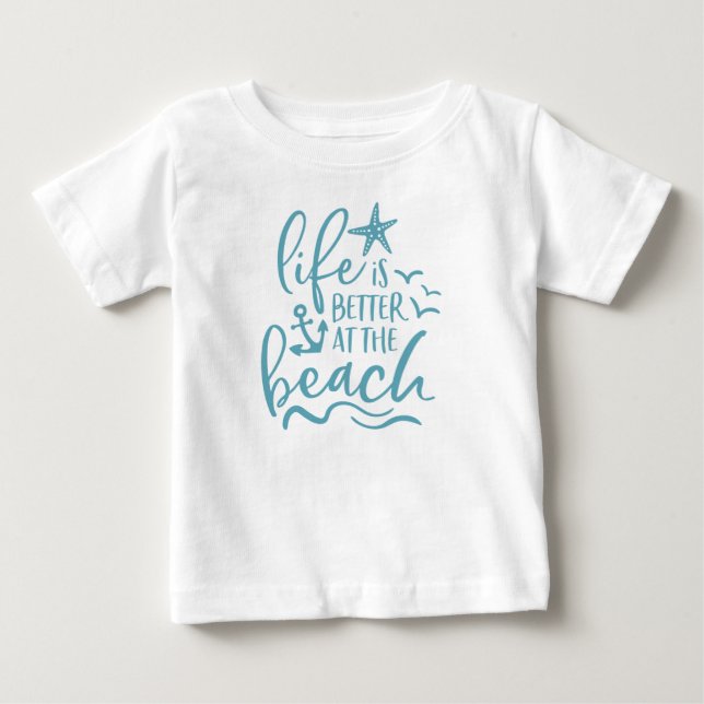 Livet är bättre vid Beach Vågar Anchor T Shirt (Framsida)