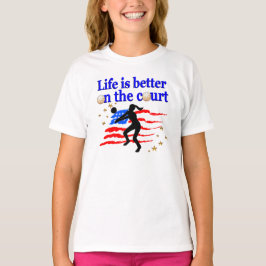 LIVET ÄR BÄTTRE VID DOMSTOLEN I USA VOLLEYBALL DES T-SHIRT