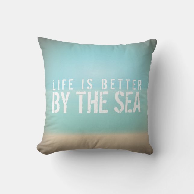 Livet är bättre vid havet fyrkantig kudde (Framsida)