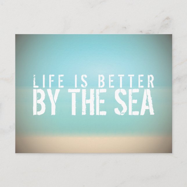 Livet är bättre vid havet Strandlandskap vykort (Framsida)