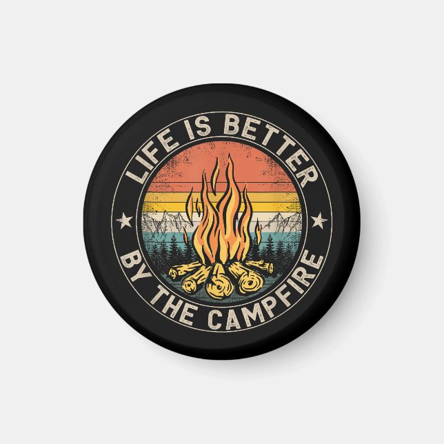Livet är bättre vid lägerelden Camping Lägereld Magnet (Framsidan)