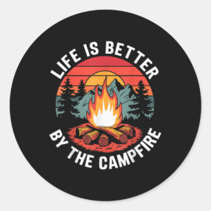 Livet är bättre vid lägerelden Camping Scouting Runt Klistermärke