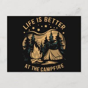Livet är bättre vid lägerelden Campingtält Camping Vykort
