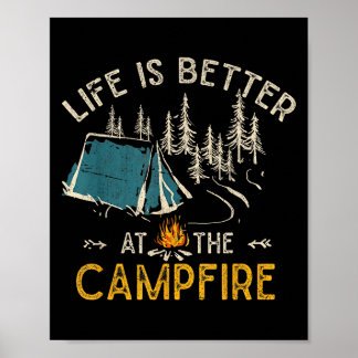 Livet är bättre vid lägerelden Rolig Camper Campin Poster