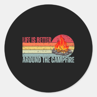 Livet är bättre vid lägerelden Rolig Camper Campin Runt Klistermärke