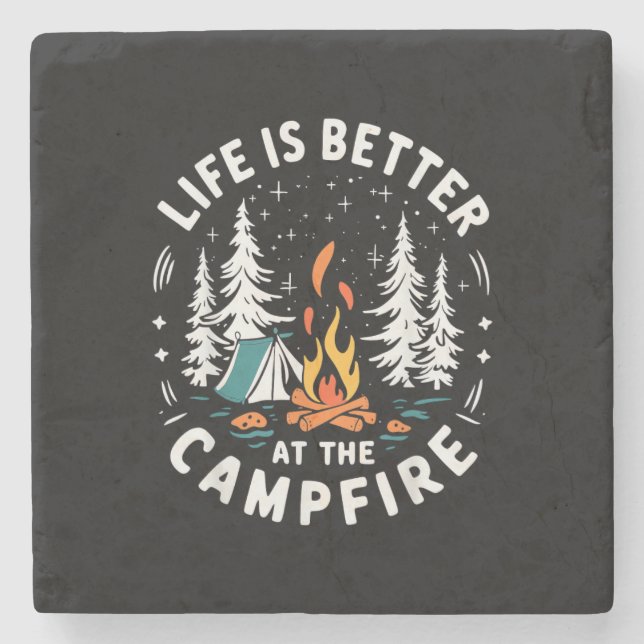 Livet är bättre vid lägerelden Rolig camping Stenunderlägg (Framsidan)