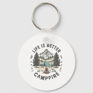 Livet är bättre vid lägerelden Rolig tältning Camp Nyckelring