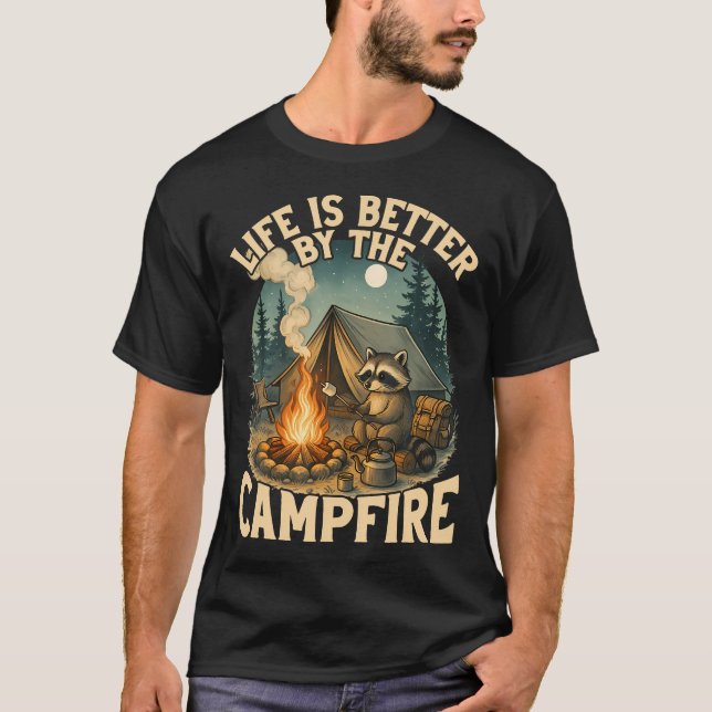 Livet är bättre vid lägerelden Smores Roligt T Shirt (Framsida)